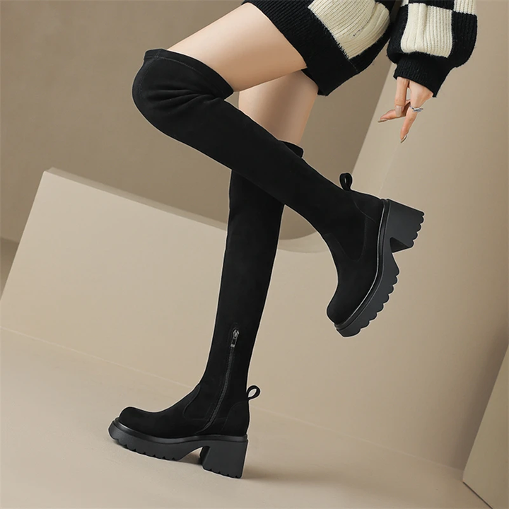 suede boots color black size 9 for women