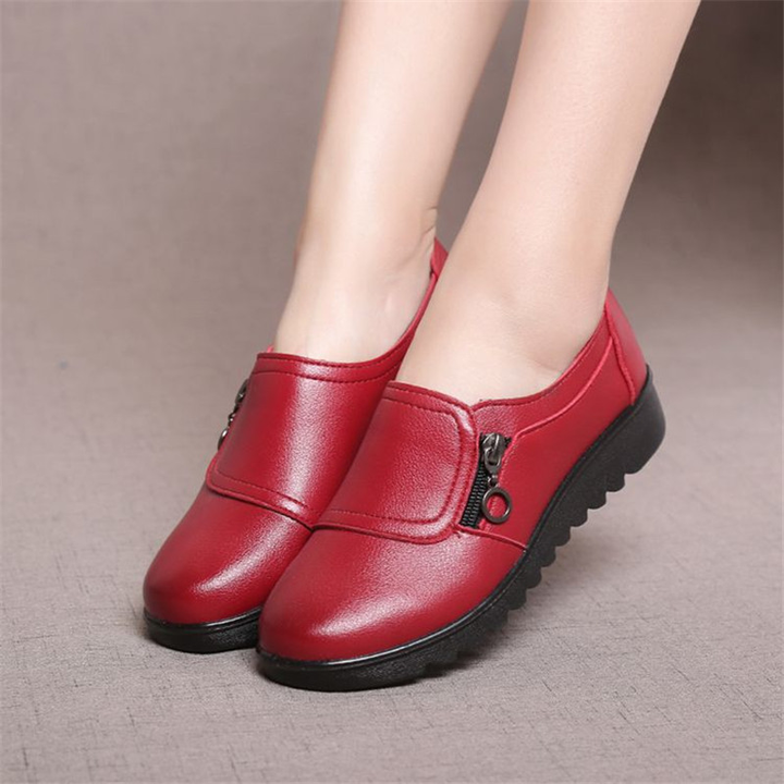 casual slip on flats shoes color red size 8 for women