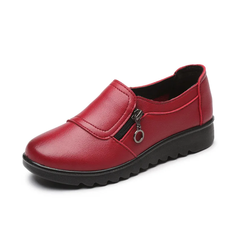 flats loafer shoes color red size 6 for women
