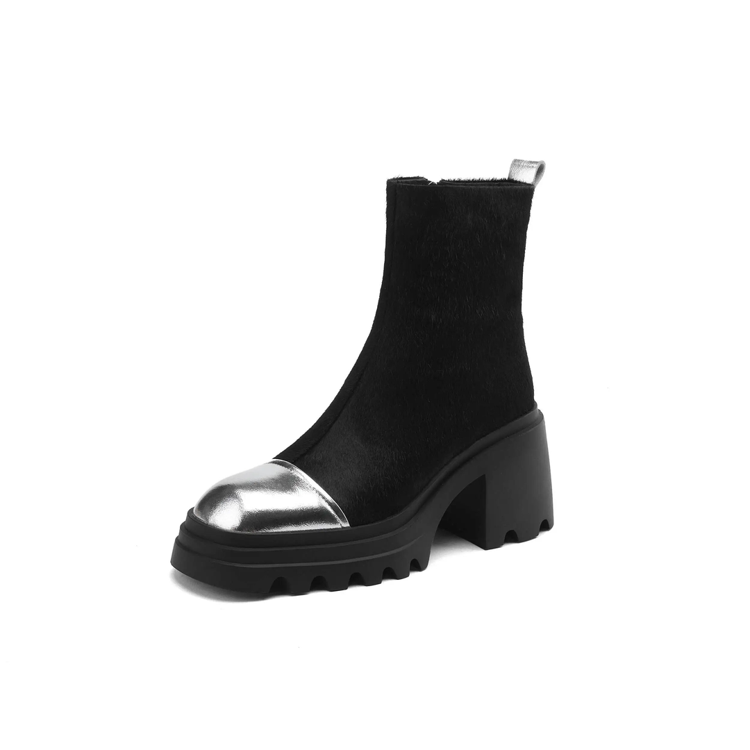 leather boots color black size 6 for women