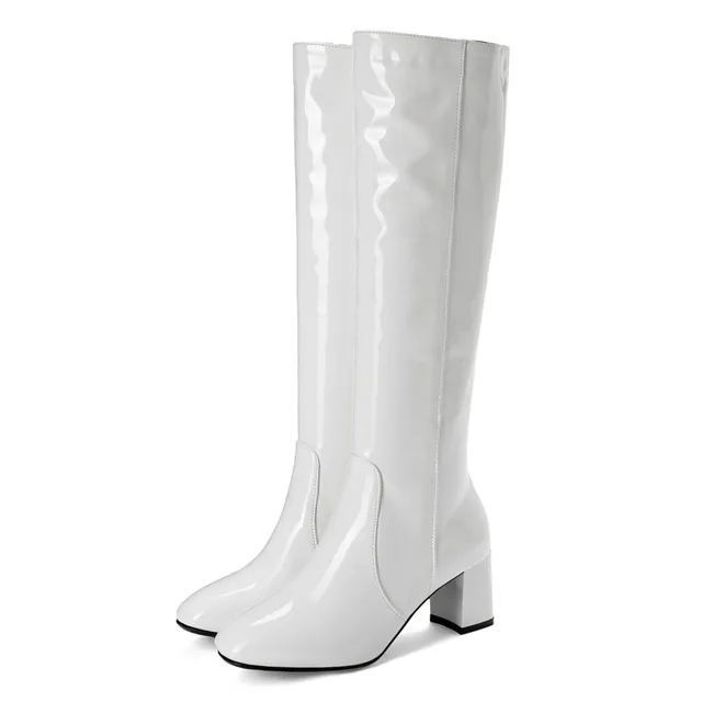 leather patent boots color white size 6 for women