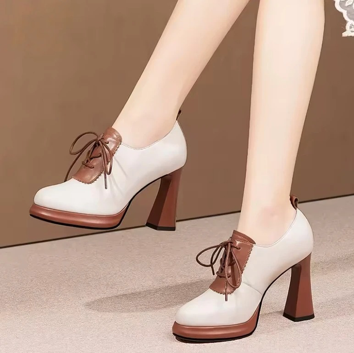 dress leather pumps color brown size 6 for women