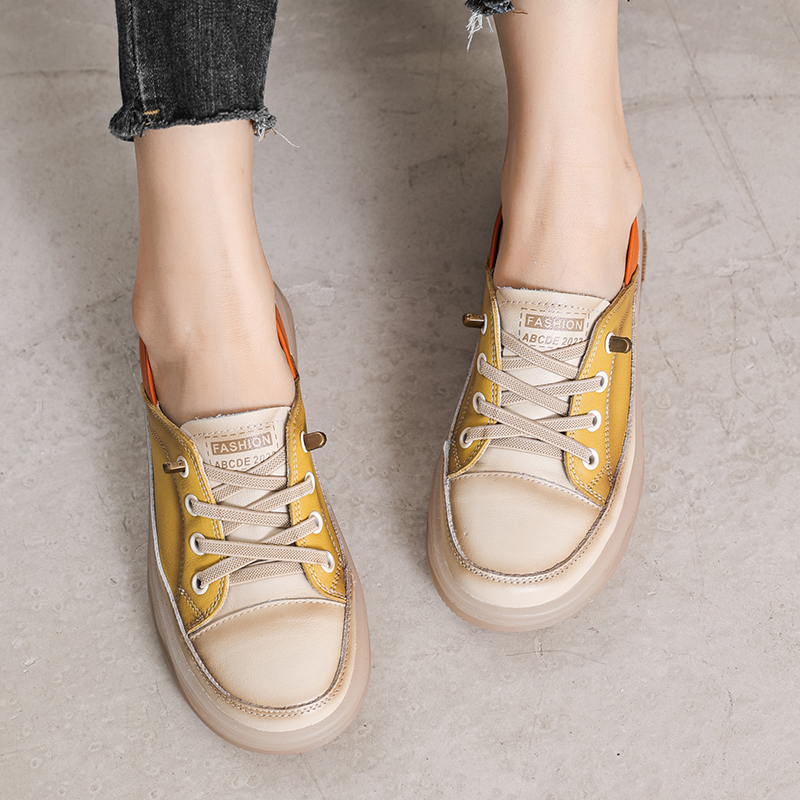 round toe sneaker color yellow size 7.5 for women