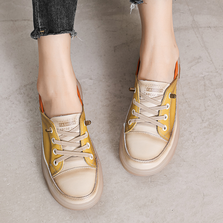 round toe sneaker color yellow size 7.5 for women