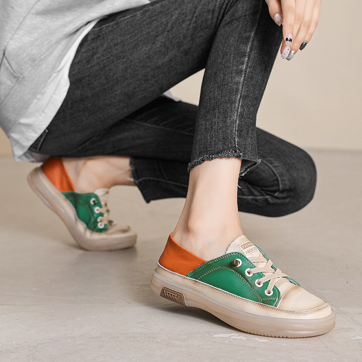flats sneaker color green size 6 for women