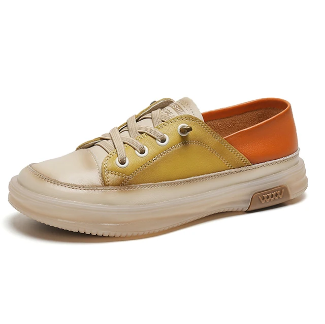 leather sneaker color yellow size 6 for women
