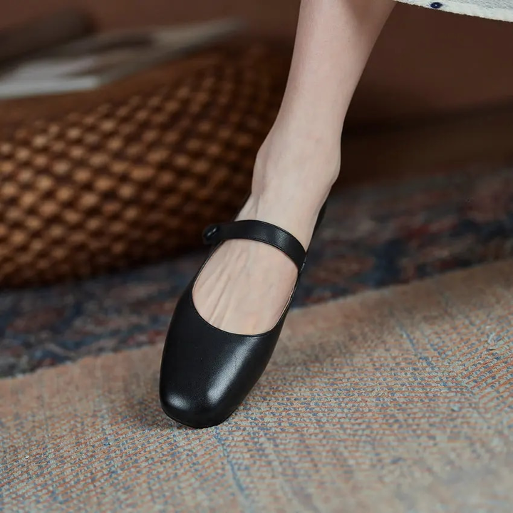 square toe loafer shoes color black size 7 for women