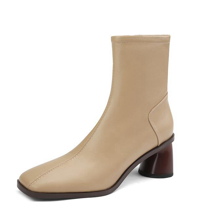 office leather boots color beige size 8 for women 