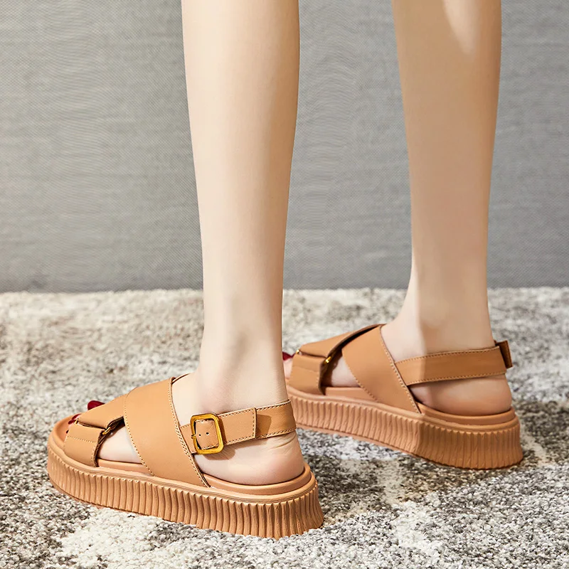flats sandals color brown size 7 for women