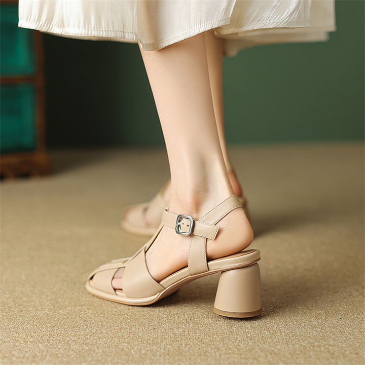 round heel sandals color apricot size 8.5 for women