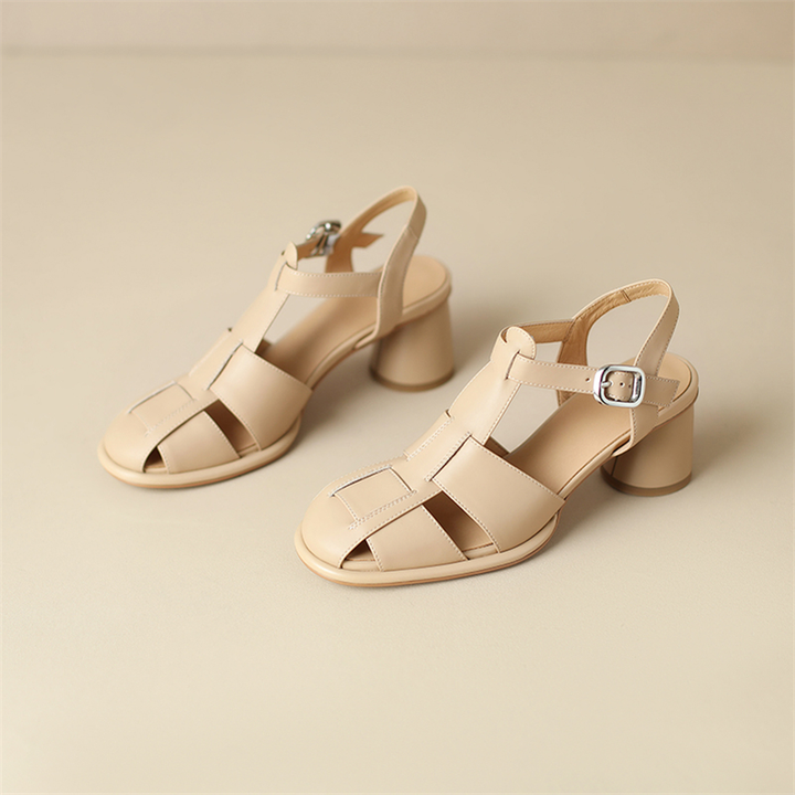 buckle strap sandals color apricot size 5 for women