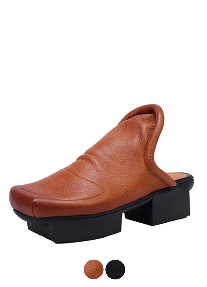 USS Shoes Nina Women's Leather Middle Square Toe Clogs