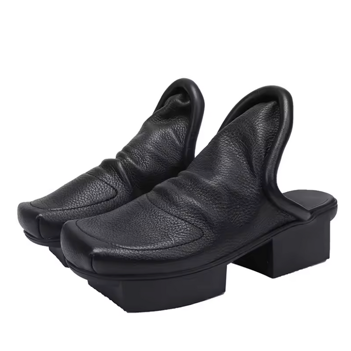 USS Shoes Nina Women's Leather Middle Square Toe Clogs