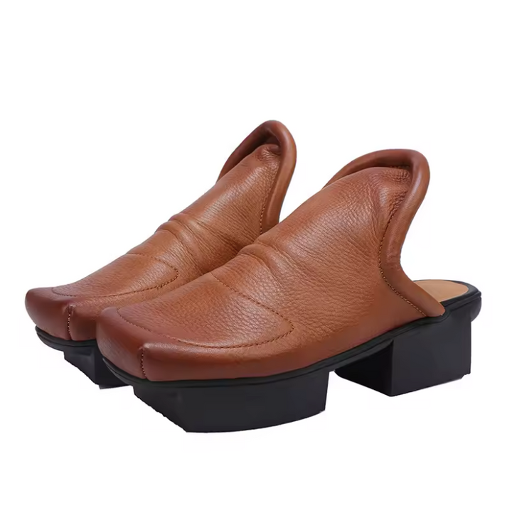 USS Shoes Nina Women's Leather Middle Square Toe Clogs