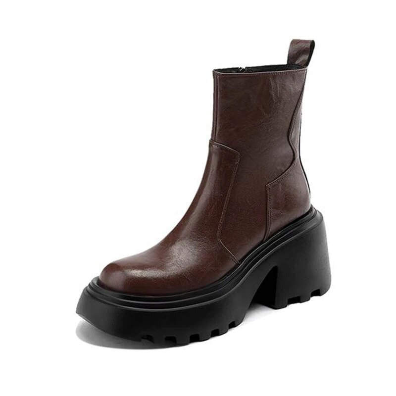 ankle leather boots color brown size 5.5 for women
