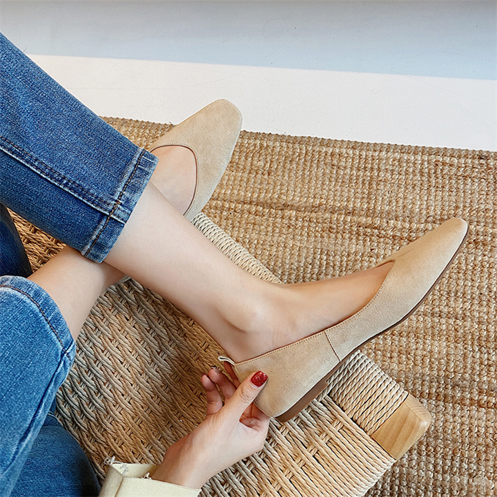 leather casual flats shoes color apricot size 9.5 for women