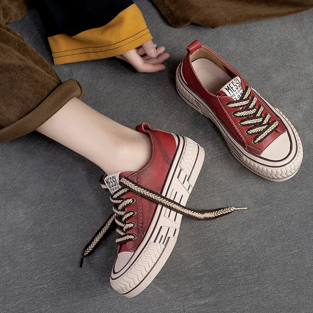 platform sneaker color red size 7 for women