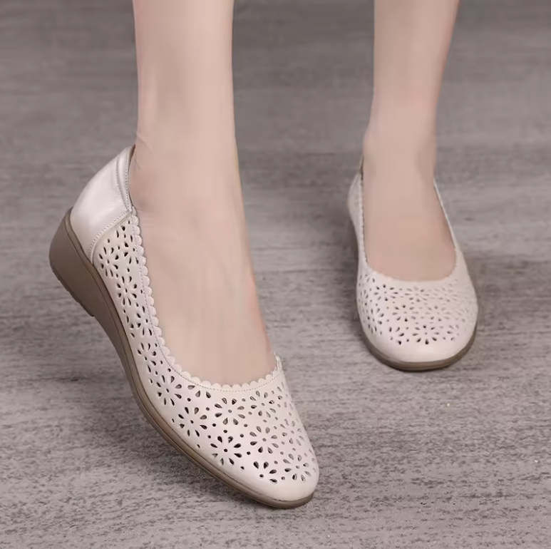 round toe loafers color beige size 7 for women