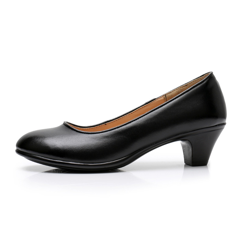 leather pumps shoes color black size 5 for women