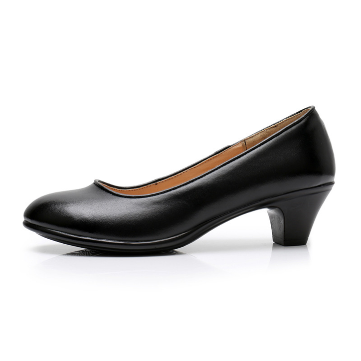 leather pumps shoes color black size 5 for women