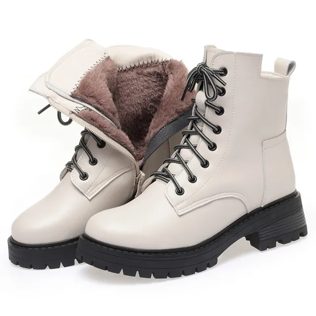 platform boots color beige size 6 for women