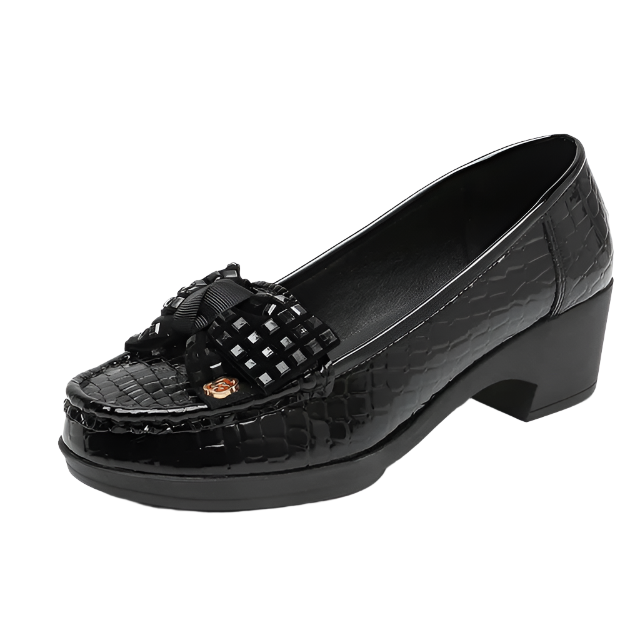 round toe pumps shoes color black size 6 for women