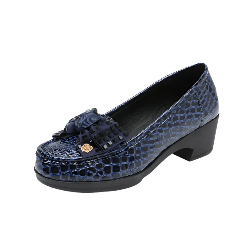 leather pumps shoes color blue size 5.5 for women
