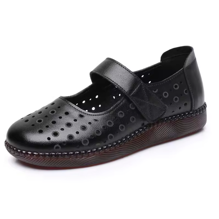 leather sandals color black size 5.5 for women