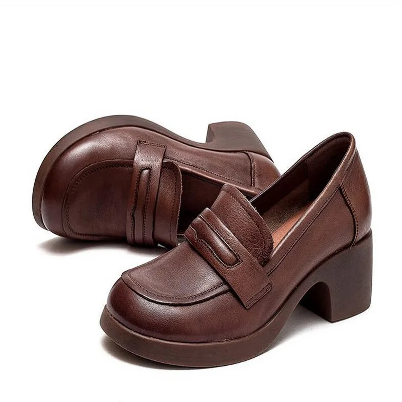 square heel loafer color brown size 6 for women