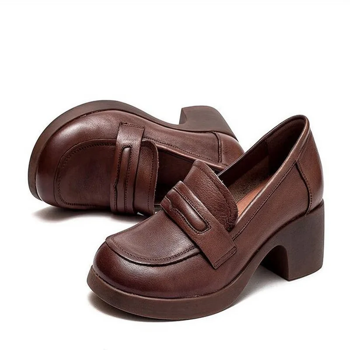 square heel loafer color brown size 6 for women
