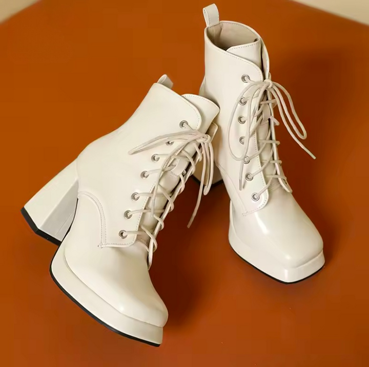 leather boots color beige size 6 for women