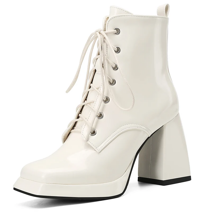 square heel boots color beige size 5.5 for women