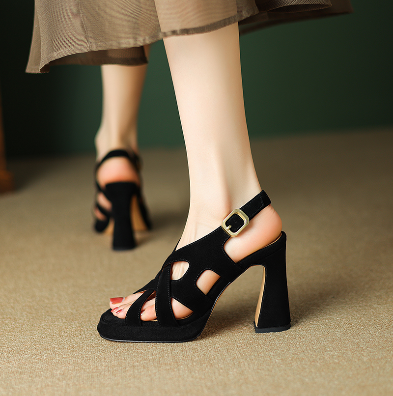 suede sandals color black size 8 for women