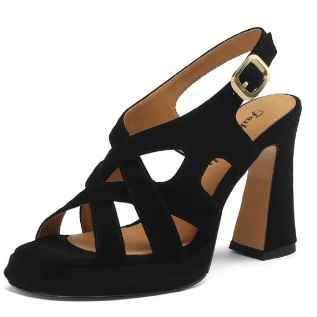 suede sandals color black size 5.5 for women
