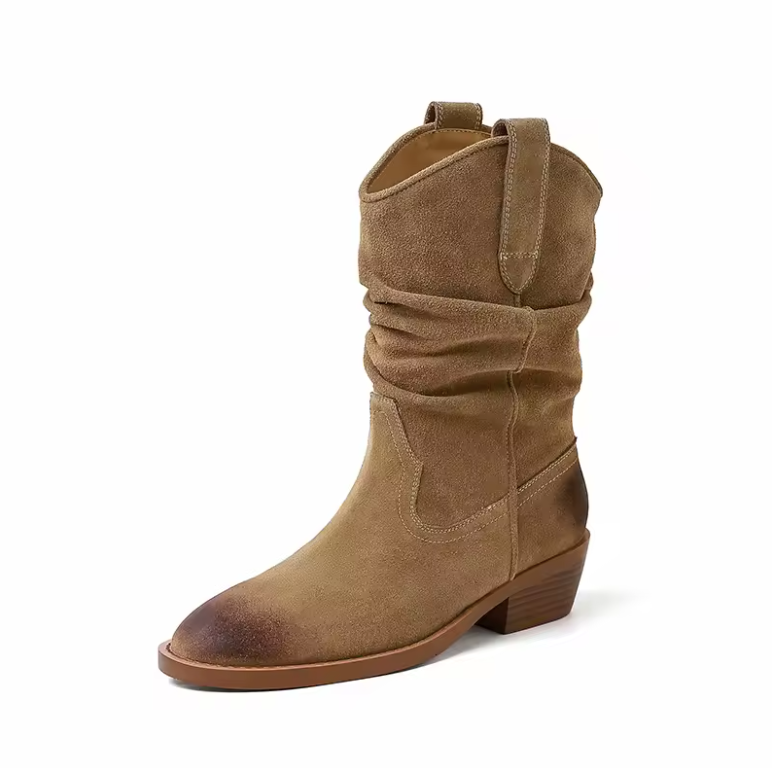 round toe boots color brown size 5 for women