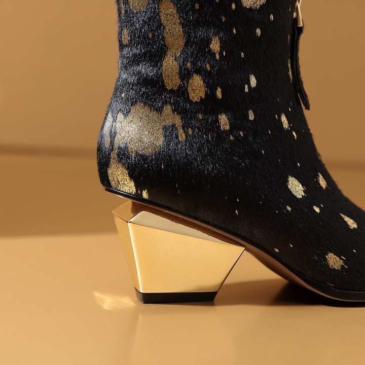 square heel boots color gold size 8 for women