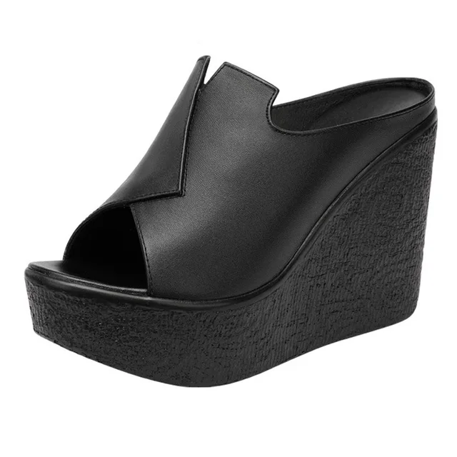 platform sandals color black size 5 for women
