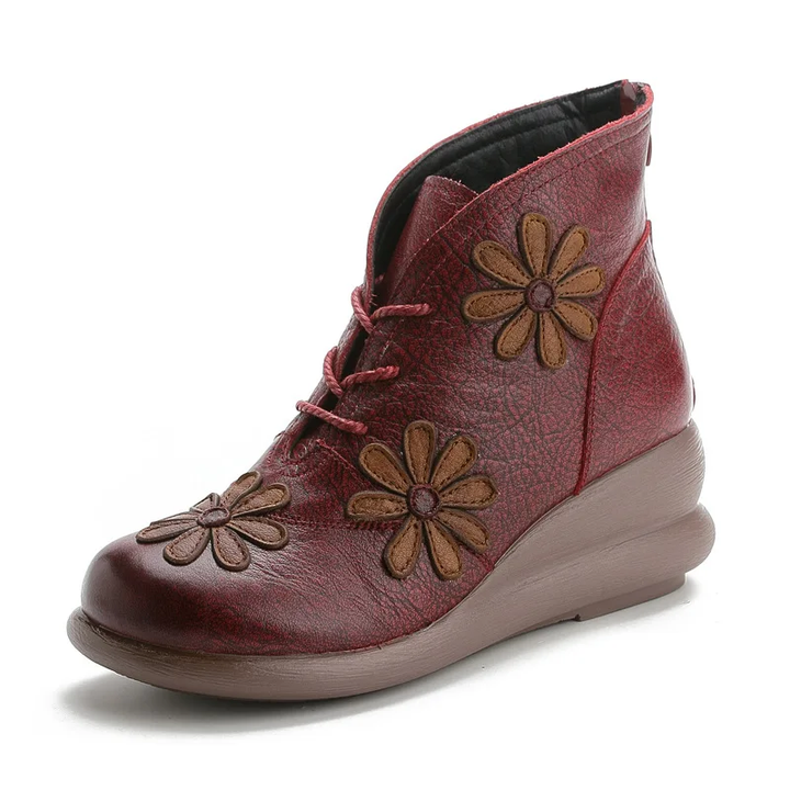 lace up ankle boots color red size 8 for women