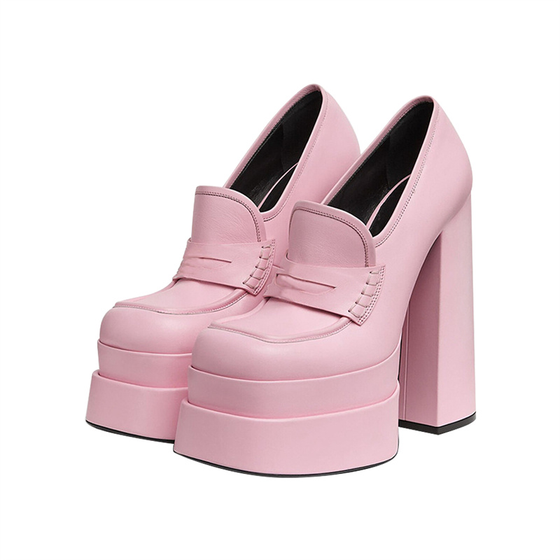 square heel platform shoes color white size 7 for women