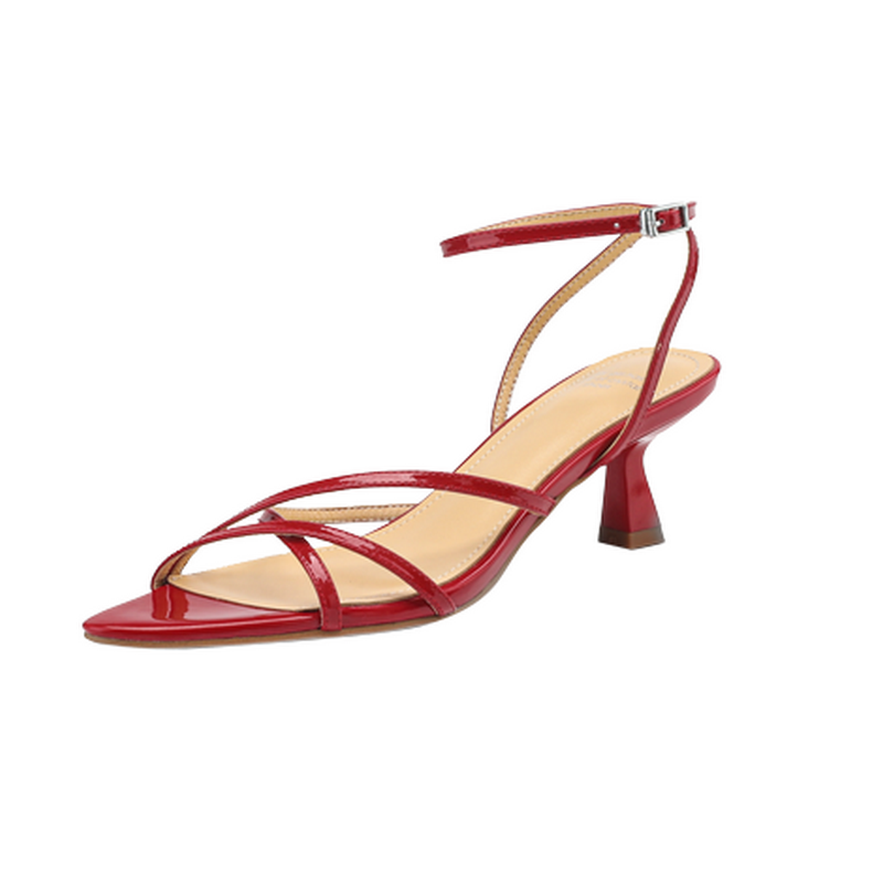 leather sandals color red size 5 for women