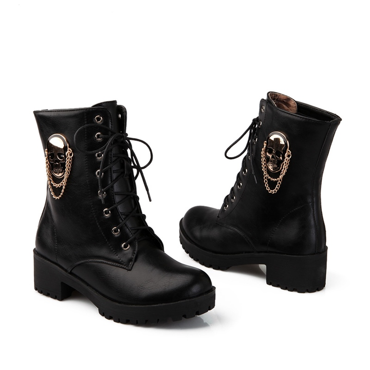 lace up boots color black size 7 for women