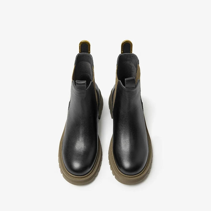 leather boots color black size 6 for women