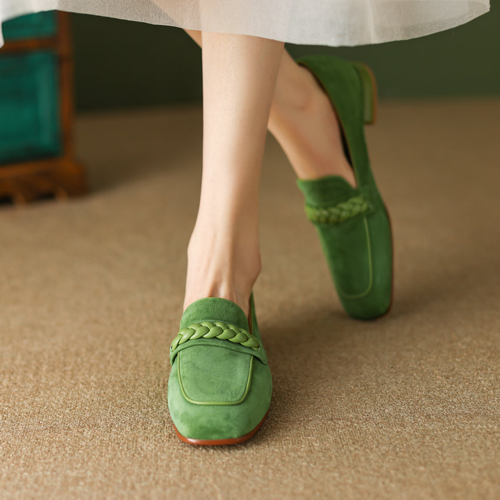 slip on loafers color green size 6 for women