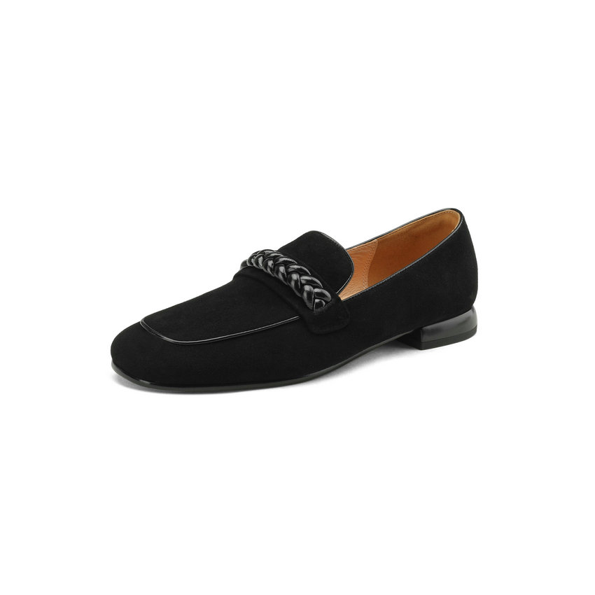 square heel loafers color black size 6 for women