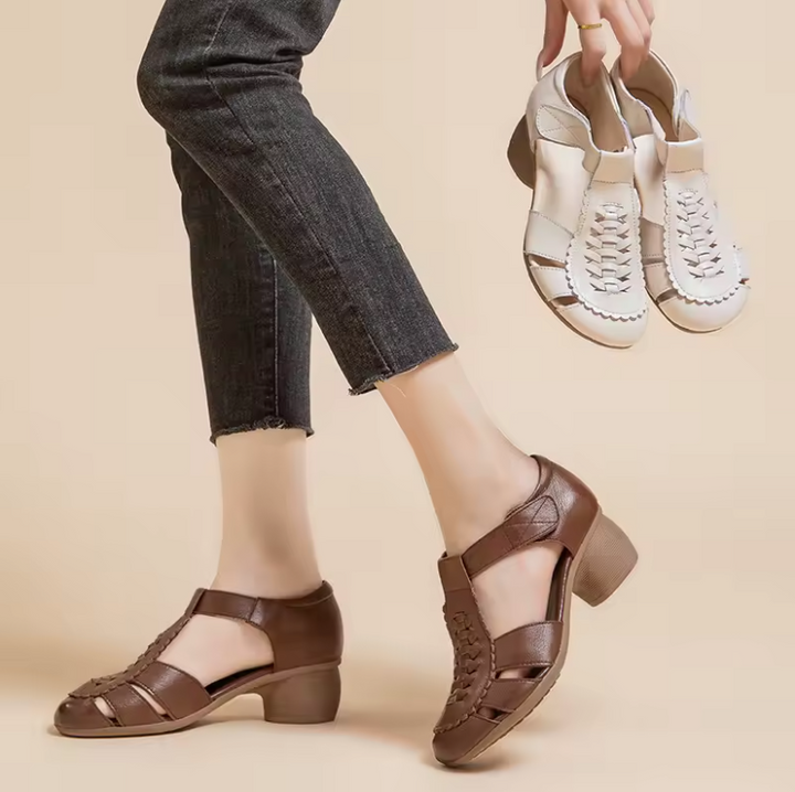 leather sandals color brown size 6.5 for women