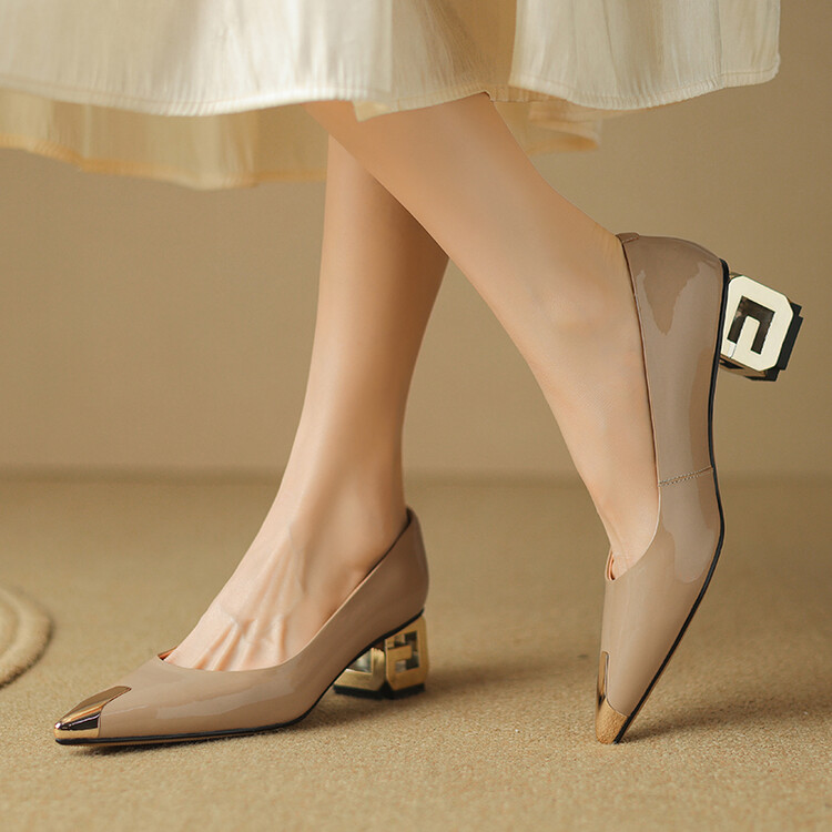 elegant pumps color apricot size 8 for women