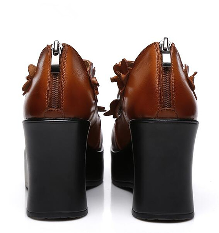 zipper platform shoes color brown size 8.5 for women