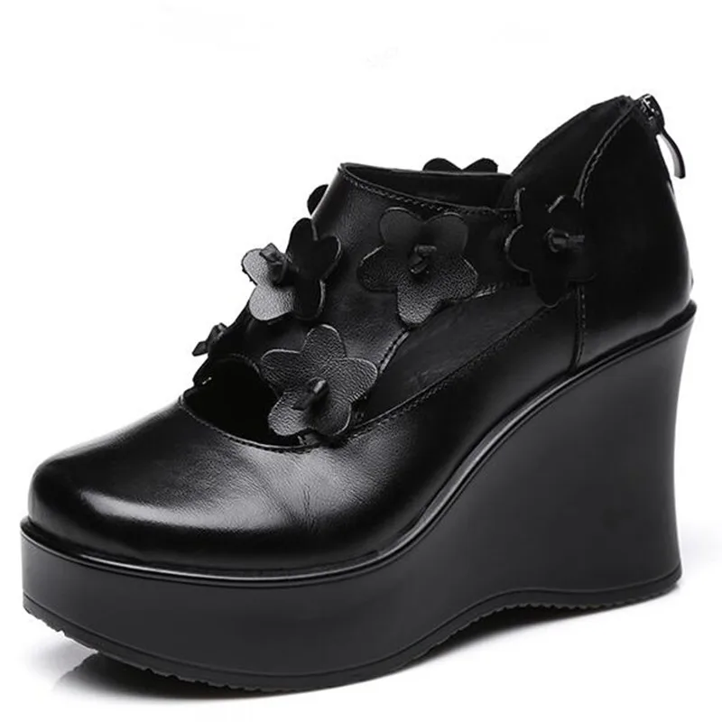 casual platform shoes color black size 6.5 for women