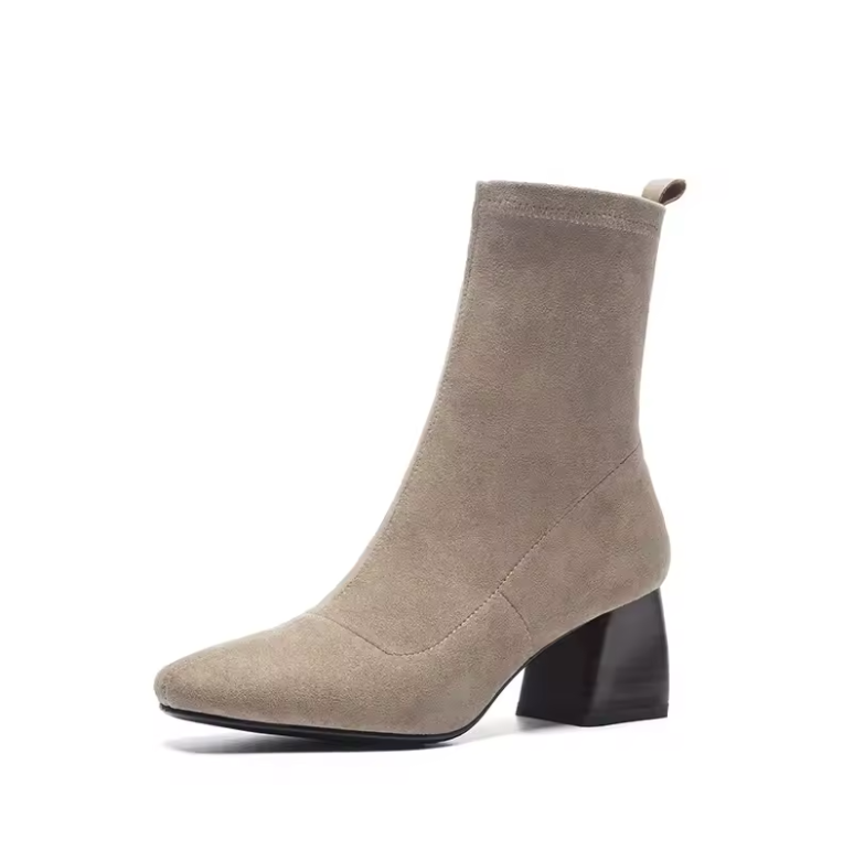 square heel boots color apricot size 6 for women