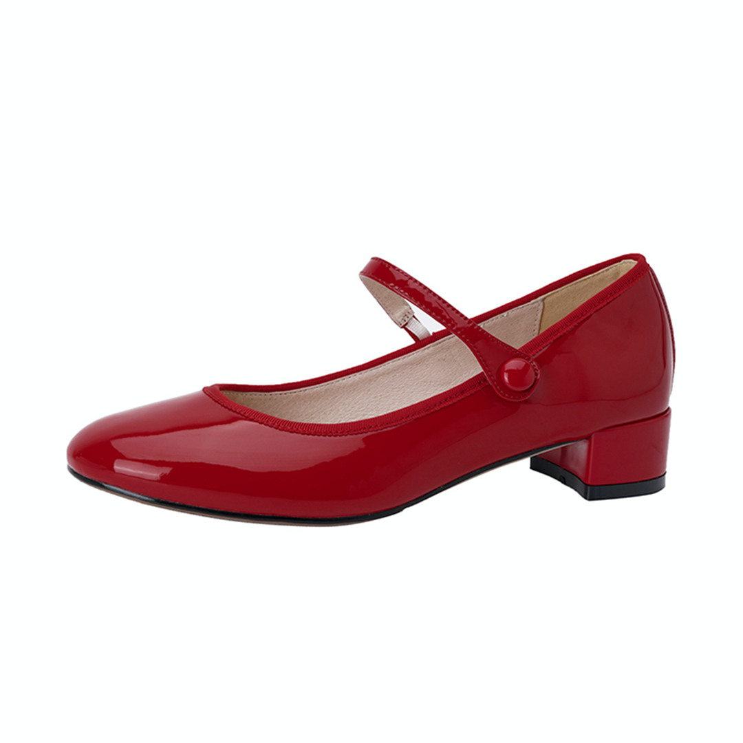 leather pump shoes color red size 5 for women